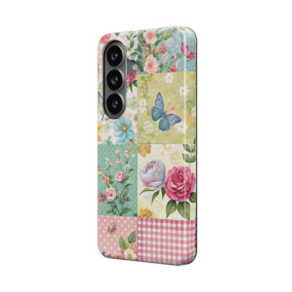 Magnetische Handyhülle Blumen Patchwork Design