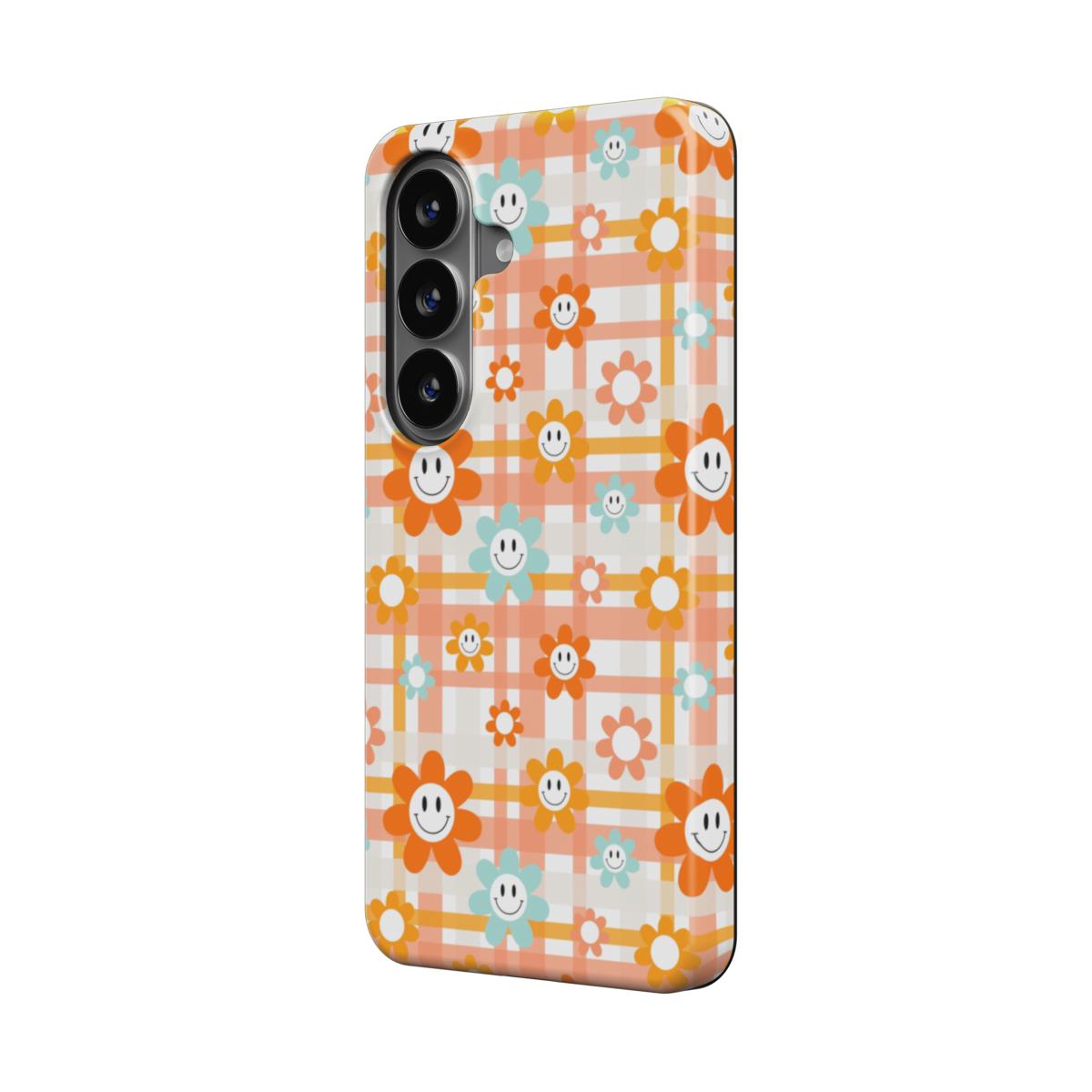 Magnetische Handyhülle Smiley Blumen Design