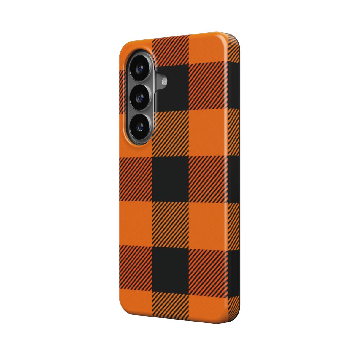 Magnetische Handyhülle Buffalo Plaid Orange Black Design