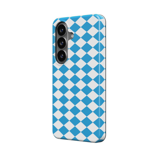 Magnetische Handyhülle Blau-Weiss Karo Design
