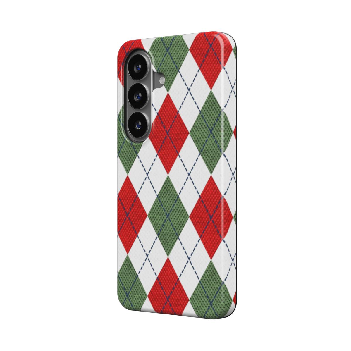 Magnetische Handyhülle Argyle Rot Gruen Design