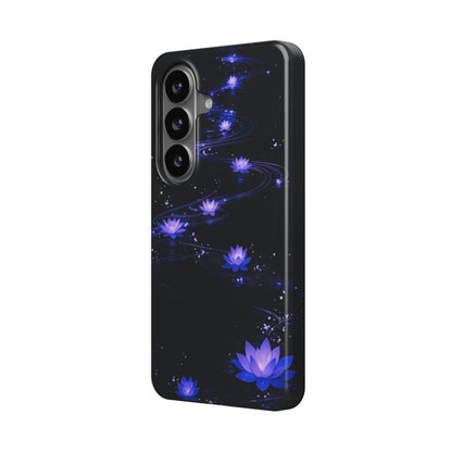 Magnetische Handyhülle Lotus Schwarz-Violett Design