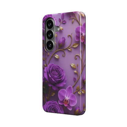 Magnetische Handyhülle Violette Rosen & Orchideen Design