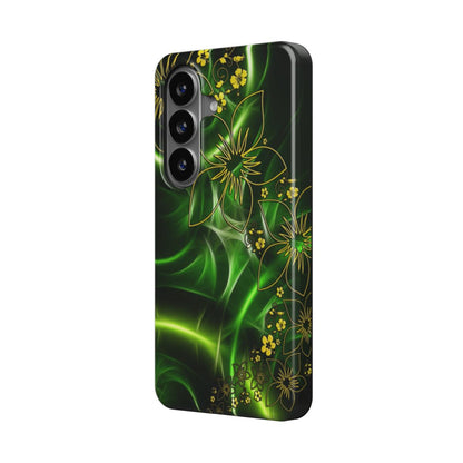 Magnetische Handyhülle Grüne Blumen Design
