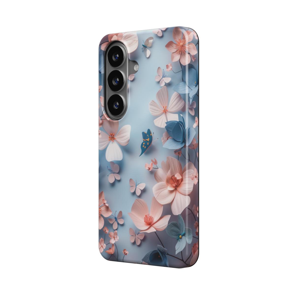 Magnetische Handyhülle Blumen & Schmetterlinge Pastell Design