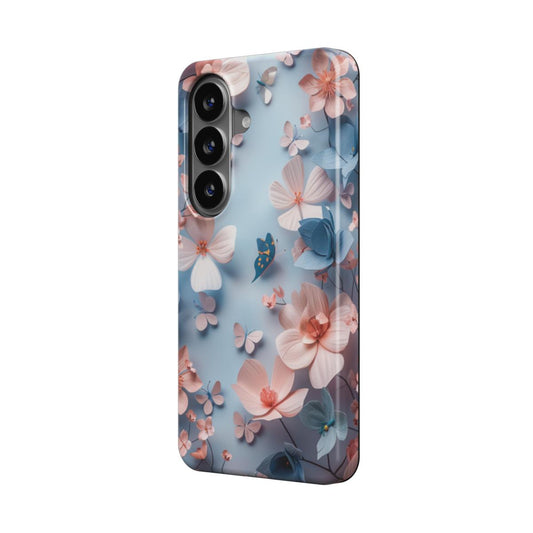 Magnetische Handyhülle Blumen & Schmetterlinge Pastell Design