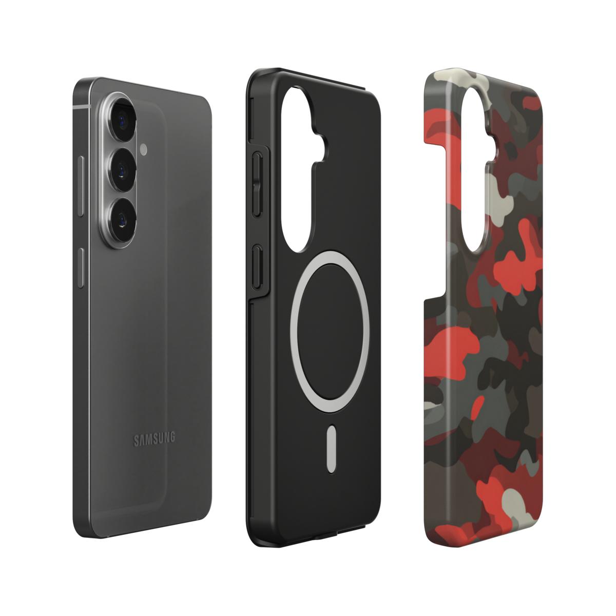 Stoßfeste Dual-Layer Handyhülle Seitenansicht Camouflage Dark Red