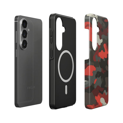 Stoßfeste Dual-Layer Handyhülle Seitenansicht Camouflage Dark Red