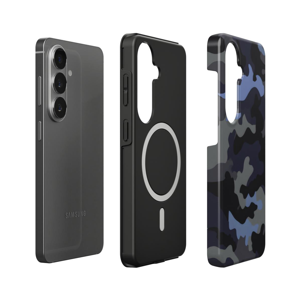 Stoßfeste Dual-Layer Handyhülle Seitenansicht Camouflage Black Blue