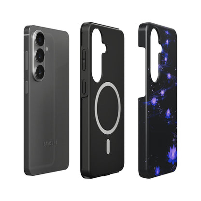 Stoßfeste Dual-Layer Handyhülle Seitenansicht Lotus Schwarz-Violett