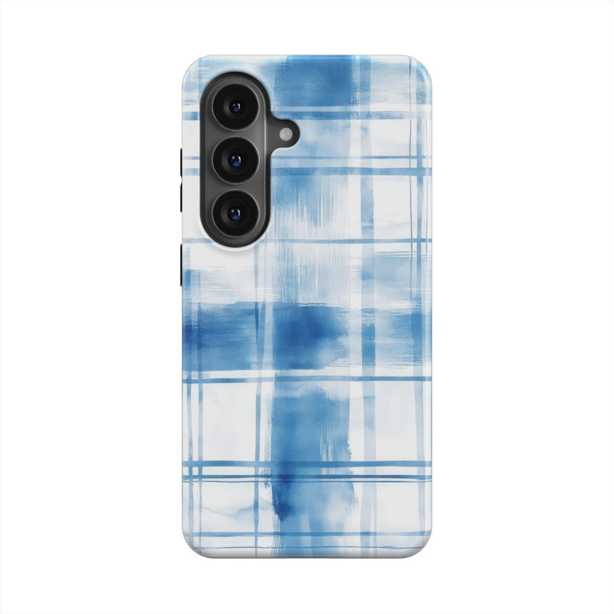 MagSafe Ringe Detailansicht Aquarell Blau Karo Handyhülle