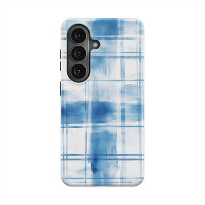 MagSafe Ringe Detailansicht Aquarell Blau Karo Handyhülle