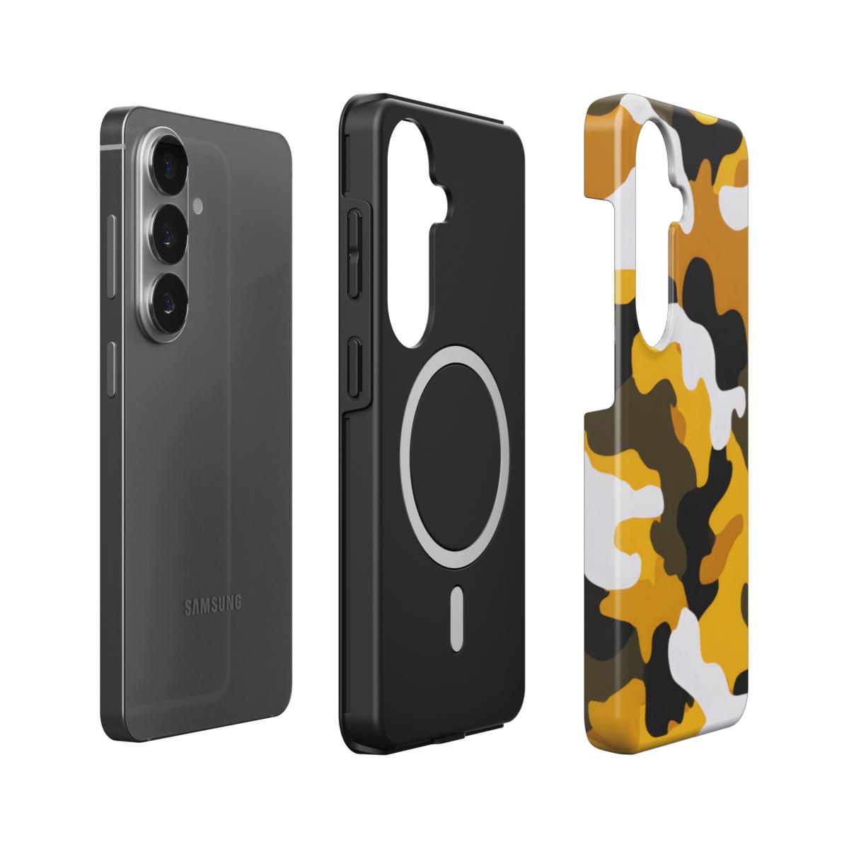 Stoßfeste Dual-Layer Handyhülle Seitenansicht Camouflage Yellow Black