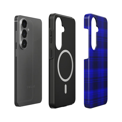 Stoßfeste Dual-Layer Handyhülle Seitenansicht Blau Karo