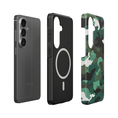 Stoßfeste Dual-Layer Handyhülle Seitenansicht Camouflage Woodland Green