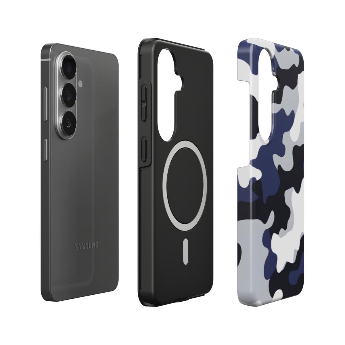 Stoßfeste Dual-Layer Handyhülle Seitenansicht Camouflage Blue Black