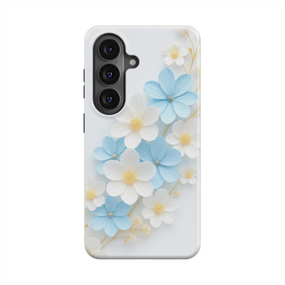 MagSafe Ringe Detailansicht Blumen Weiß-Blau Handyhülle
