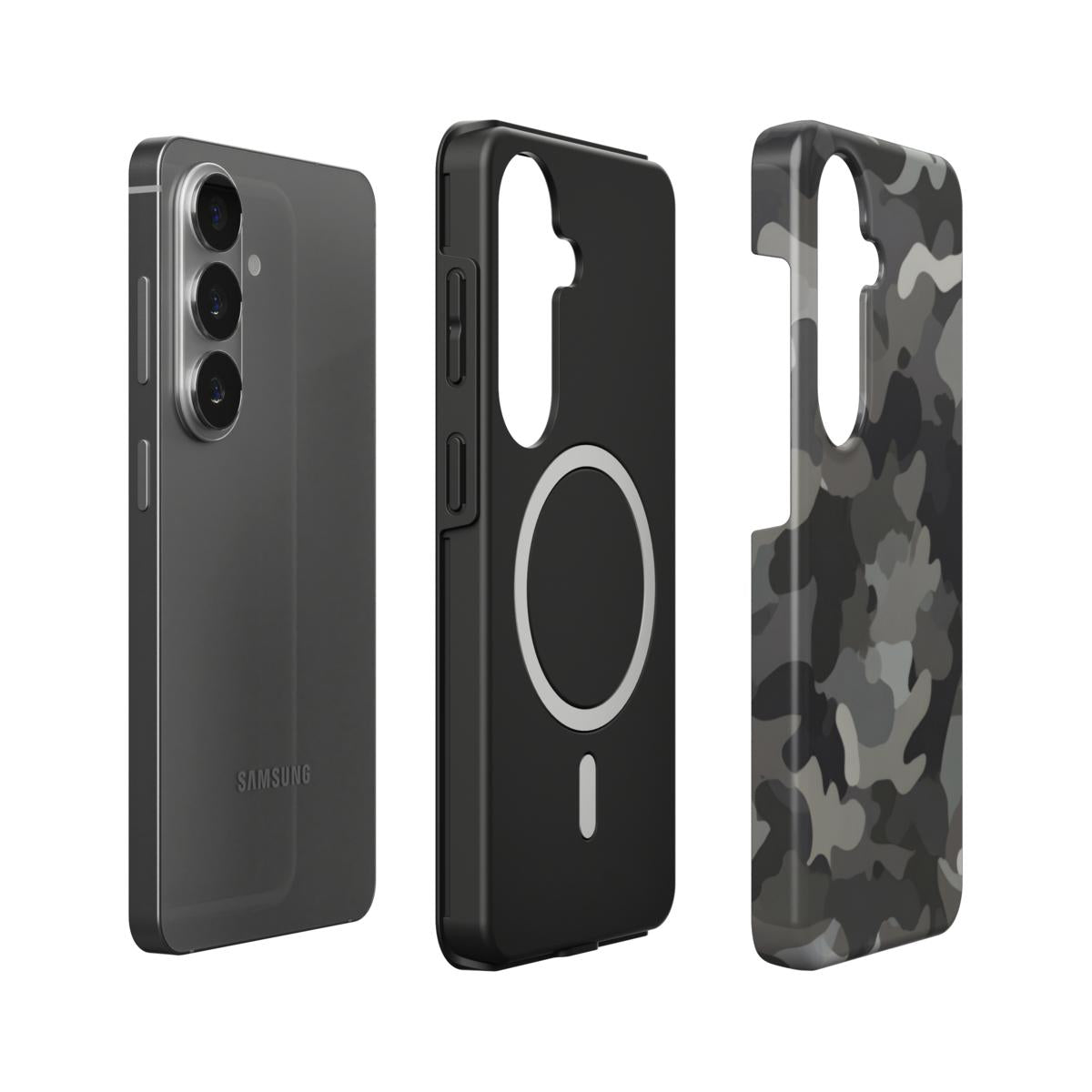 Stoßfeste Dual-Layer Handyhülle Seitenansicht Camouflage Grey
