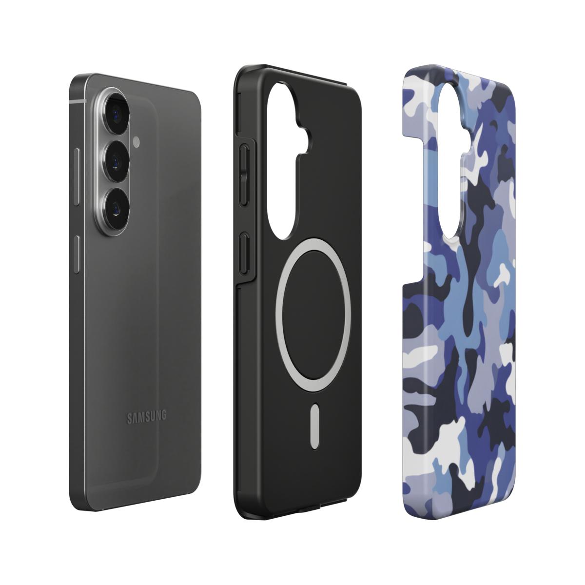 Stoßfeste Dual-Layer Handyhülle Seitenansicht Camouflage Navy Blue