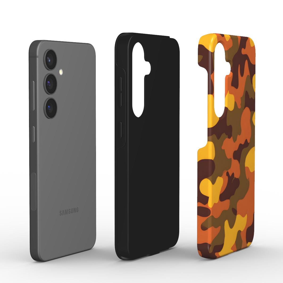 Robuste stossfeste Handyhülle Seitenprofil Camouflage Fire Orange