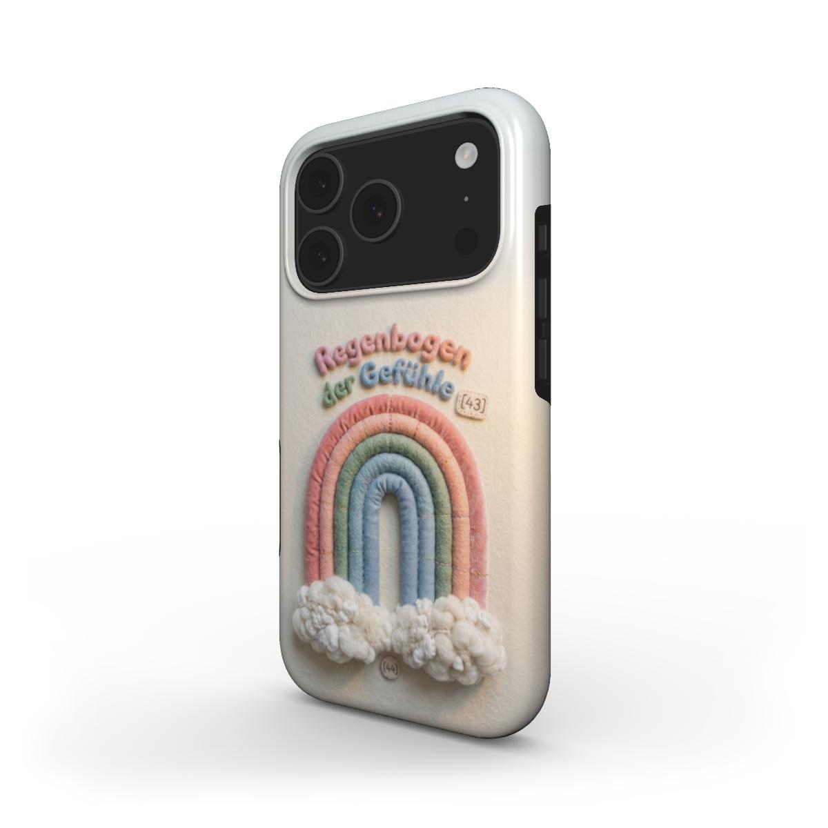 Stoßfeste Handyhülle im 3D Filz-Look – Design: „Regenbogen der Gefühle“ (Farbenfrohes)