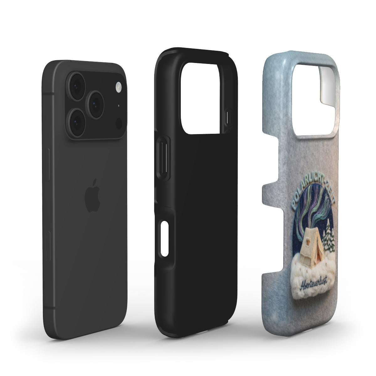 Stoßfeste Handyhülle im 3D Filz-Look – Design: „Abenteuerlust“ (Abenteuerliches)