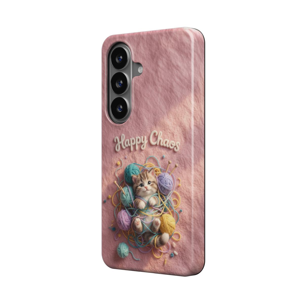 Magnetische Handyhülle Happy Chaos Kitten für Samsung Smartphones Rückseite