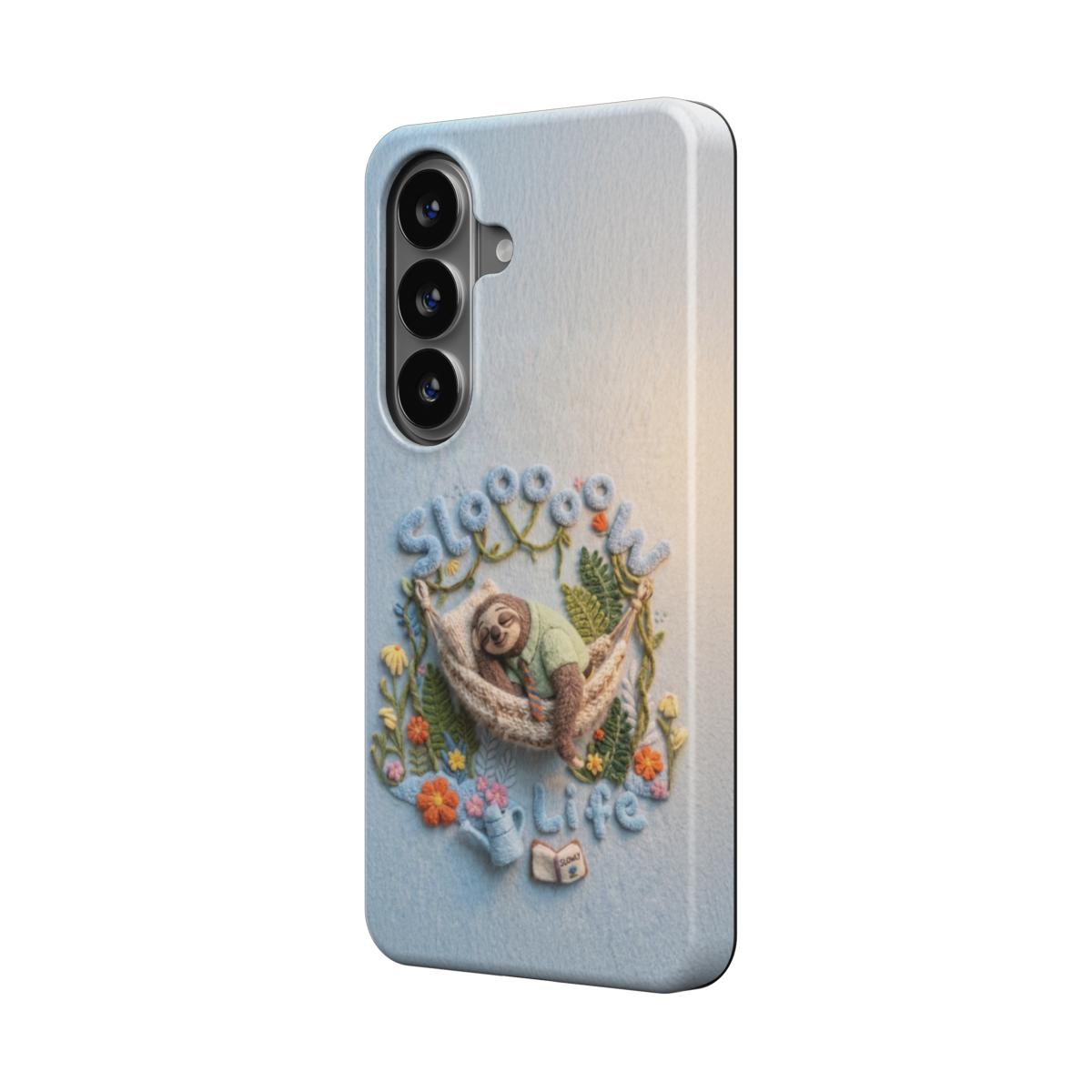 Magnetische Handyhülle Sloooow Life Faultier für Samsung Smartphones Rückseite