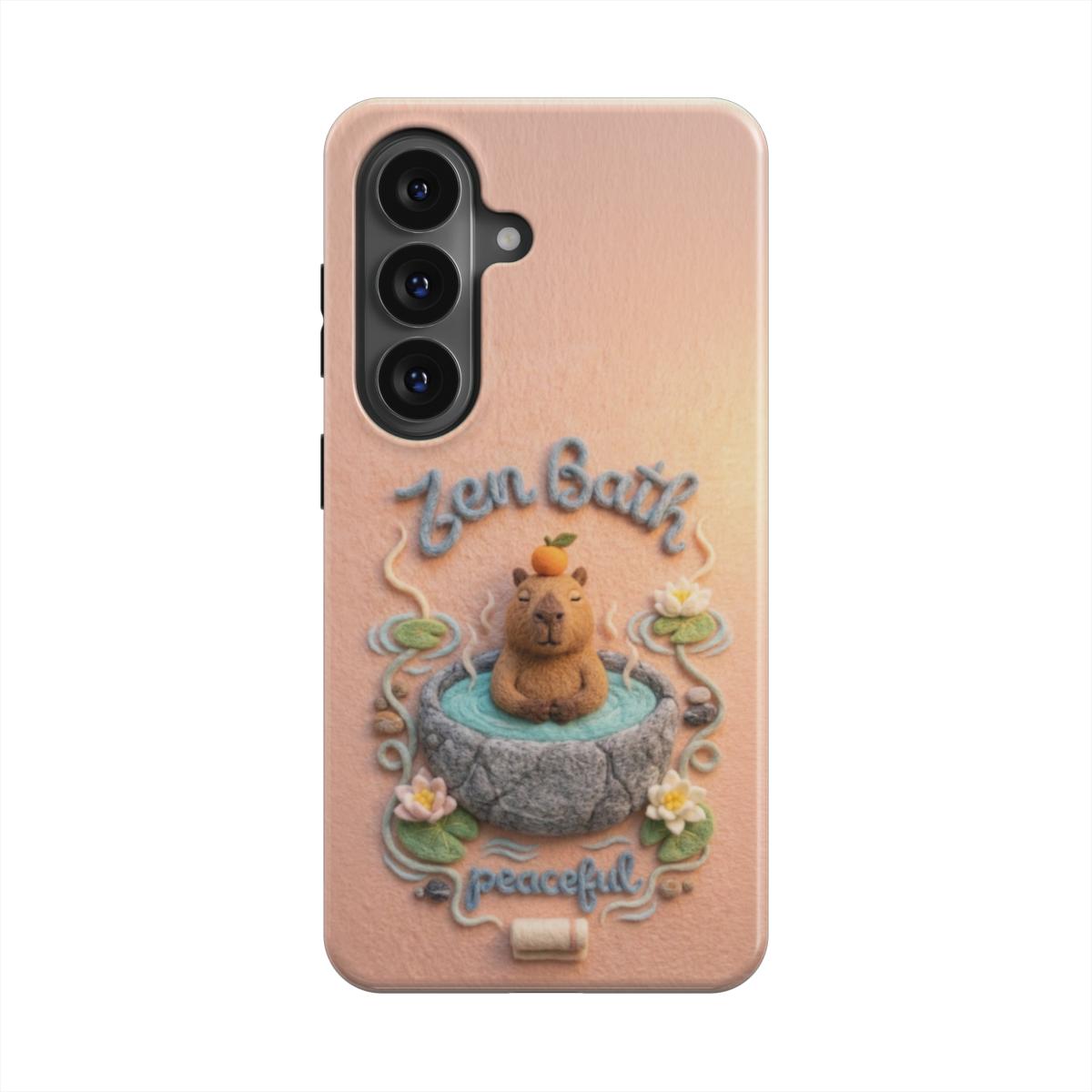 Detailansicht der magnetischen Handyhülle mit Zen Bath Capybara Motiv Friedliches Design