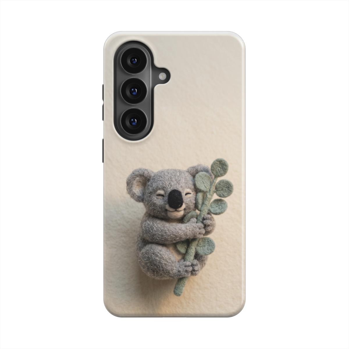 Detailansicht der magnetischen Handyhülle mit Kuschel-Koala Motiv Herzliches Design