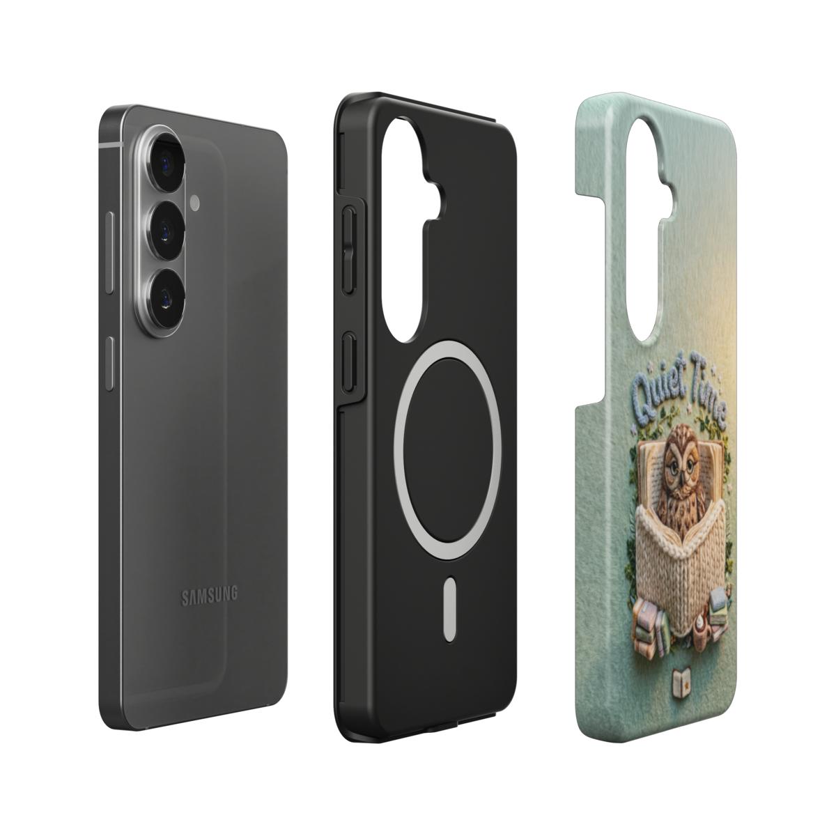 Magnetische Handyhülle Quiet Time Owl im Einsatz kabelloses Laden