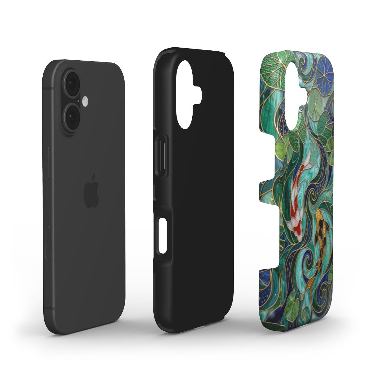 Stoßfeste Handyhülle Koi Fische Japan – Lumina Mosaik Edition – Dual Layer Aufbau – TPU Kern und Polycarbonat Außenschale