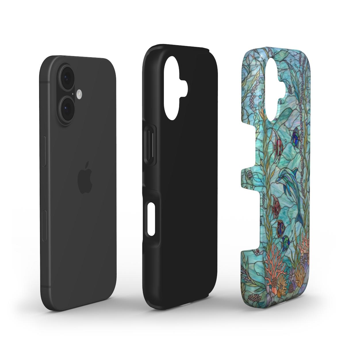 Stoßfeste Handyhülle Delfine im Ozean – Lumina Mosaik Edition – Dual Layer Aufbau – TPU Kern und Polycarbonat Außenschale