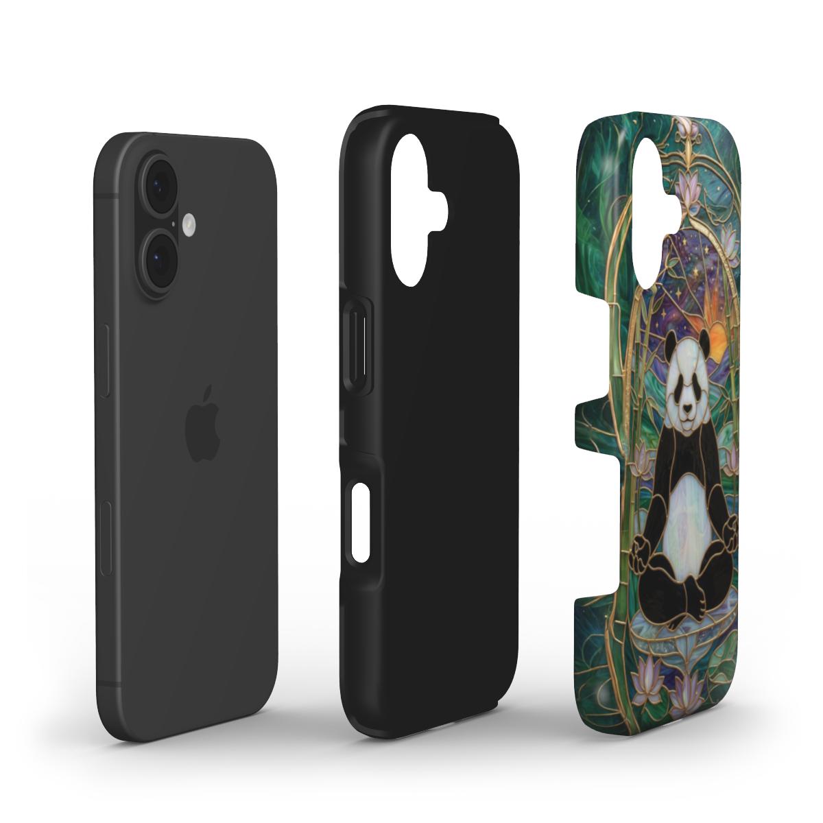 Stoßfeste Handyhülle Zen Panda Lotus – Lumina Mosaik Edition – Dual Layer Aufbau – TPU Kern und Polycarbonat Außenschale
