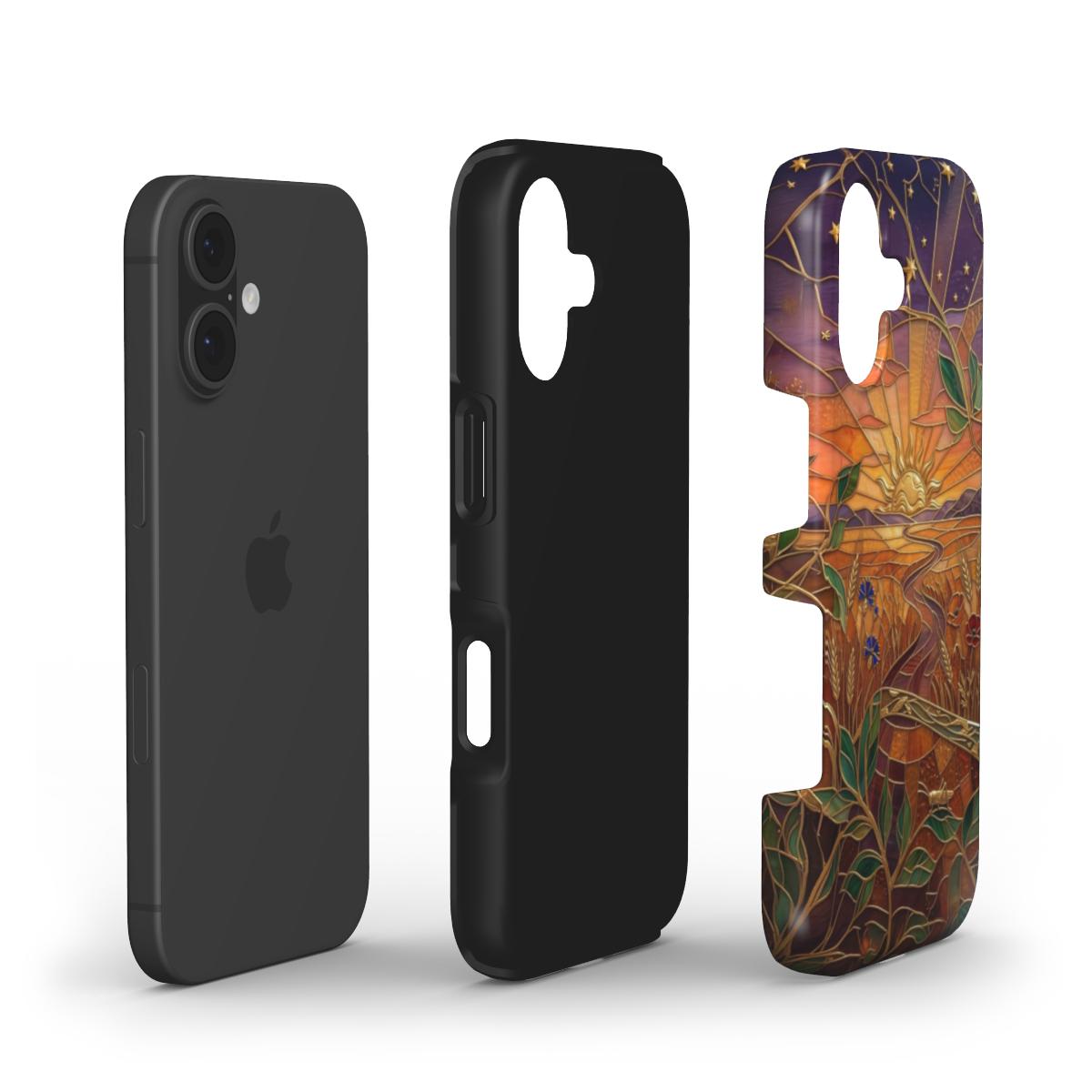 Stoßfeste Handyhülle Goldener Sonnenuntergang – Lumina Mosaik Edition – Dual Layer Aufbau – TPU Kern und Polycarbonat Außenschale