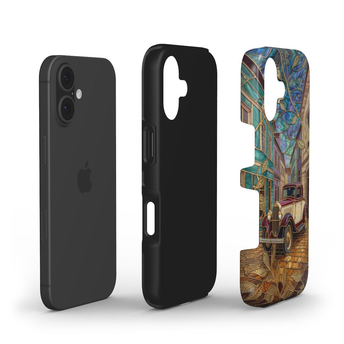 Stoßfeste Handyhülle Vintage Oldtimer – Lumina Mosaik Edition – Dual Layer Aufbau – TPU Kern und Polycarbonat Außenschale