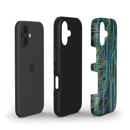 Stoßfeste Handyhülle Neon Matrix – Lumina Mosaik Edition – Dual Layer Aufbau – TPU Kern und Polycarbonat Außenschale