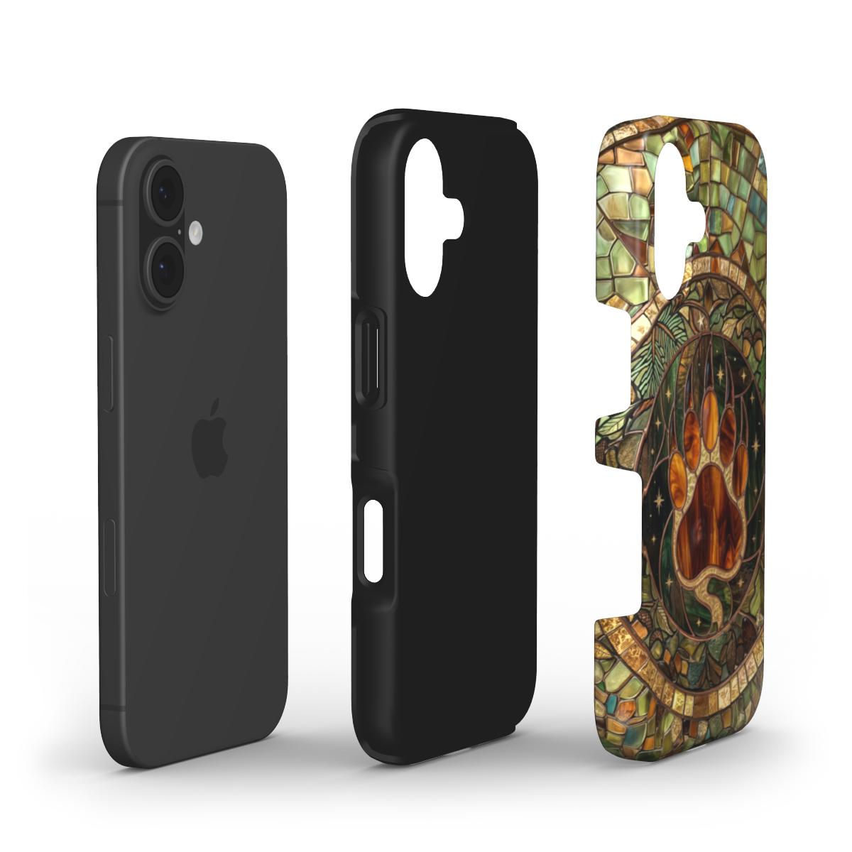 Stoßfeste Handyhülle Bärenpfote Wald – Lumina Mosaik Edition – Dual Layer Aufbau – TPU Kern und Polycarbonat Außenschale