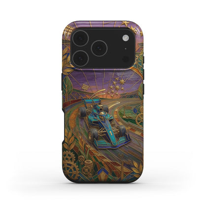 MagSafe Handyhülle Goldener Formel 1 – Lumina Mosaik Edition – Frontansicht auf iPhone – Glasmosaik Design