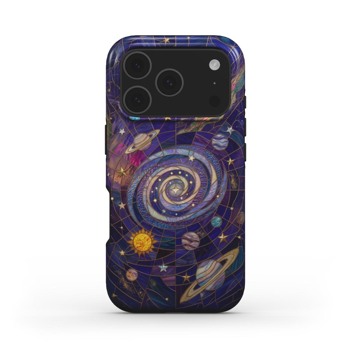 MagSafe Handyhülle Galaxie Universum – Lumina Mosaik Edition – Frontansicht auf iPhone – Glasmosaik Design