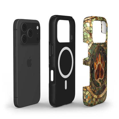 MagSafe Handyhülle Bärenpfote Wald – Lumina Mosaik Edition – MagSafe Magnetring Aufbau – Dual Layer Konstruktion