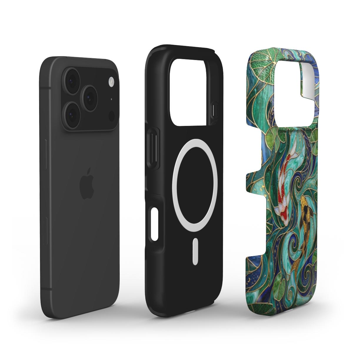 MagSafe Handyhülle Koi Fische Japan – Lumina Mosaik Edition – MagSafe Magnetring Aufbau – Dual Layer Konstruktion