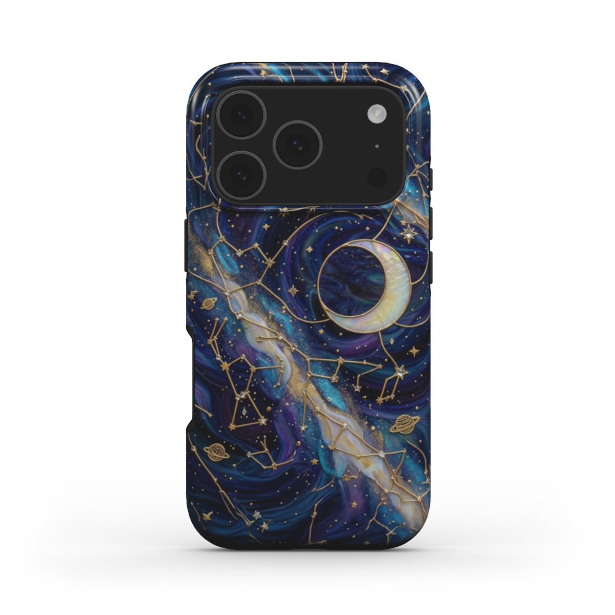MagSafe Handyhülle Sternenhimmel Nacht – Lumina Mosaik Edition – Frontansicht auf iPhone – Glasmosaik Design