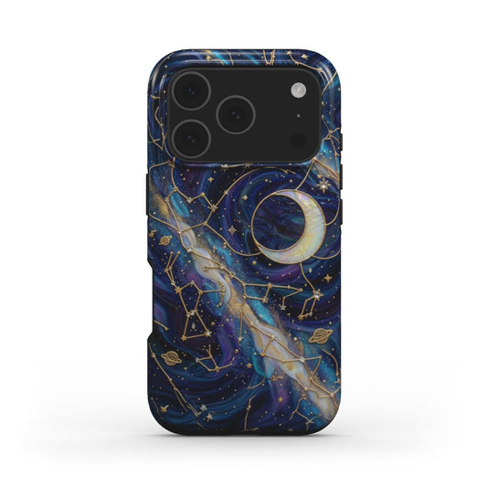 MagSafe Handyhülle Sternenhimmel Nacht – Lumina Mosaik Edition – Frontansicht auf iPhone – Glasmosaik Design