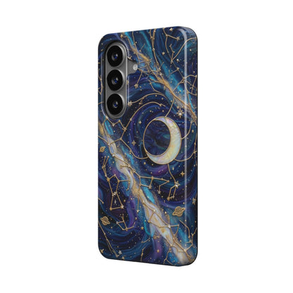 Magnetische Handyhülle Sternenhimmel Nacht – Lumina Mosaik Edition – Schrägansicht auf Samsung Galaxy – Magnetring kompatibel
