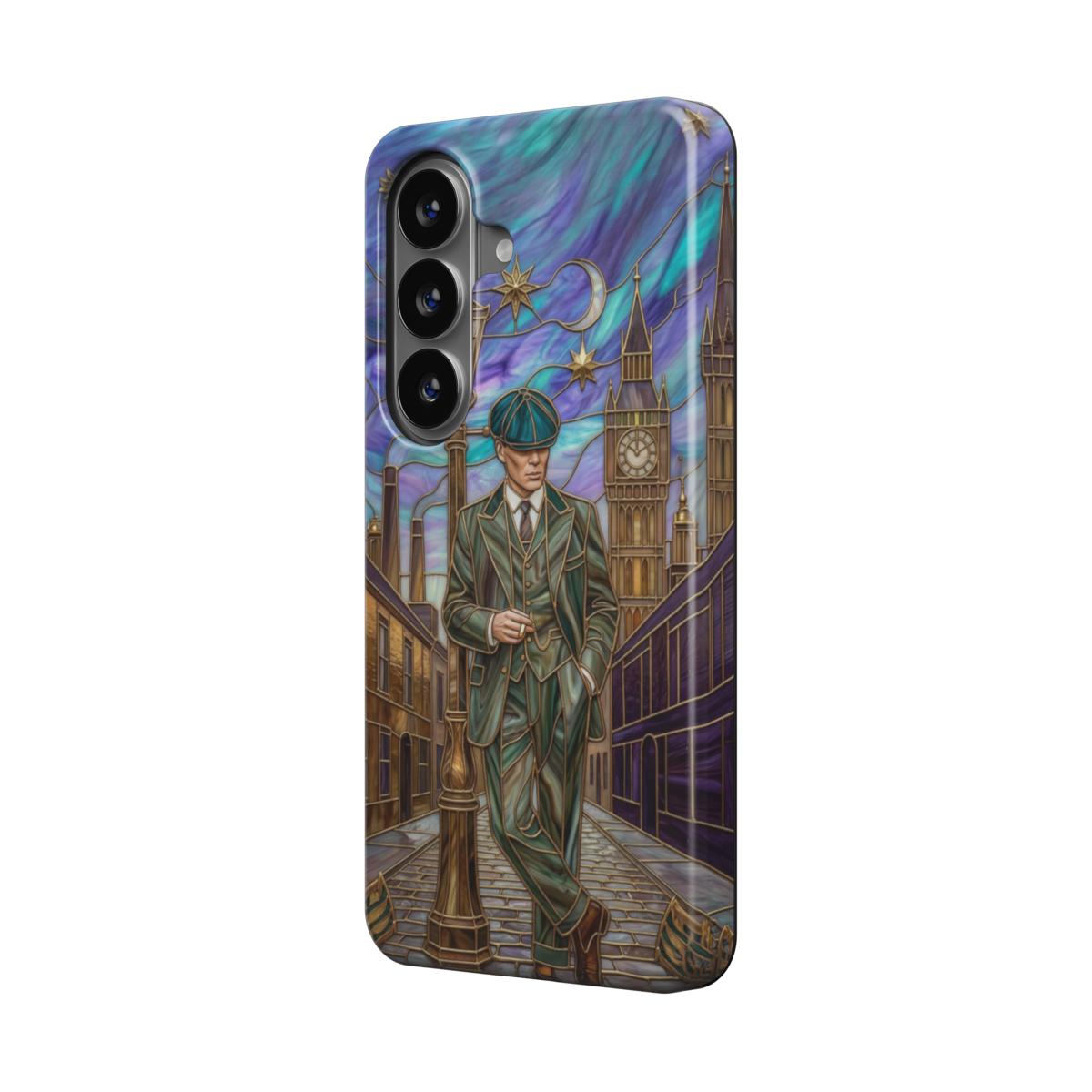 Magnetische Handyhülle Gentleman London – Lumina Mosaik Edition – Schrägansicht auf Samsung Galaxy – Magnetring kompatibel