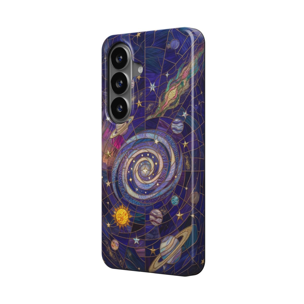 Magnetische Handyhülle Galaxie Universum – Lumina Mosaik Edition – Schrägansicht auf Samsung Galaxy – Magnetring kompatibel