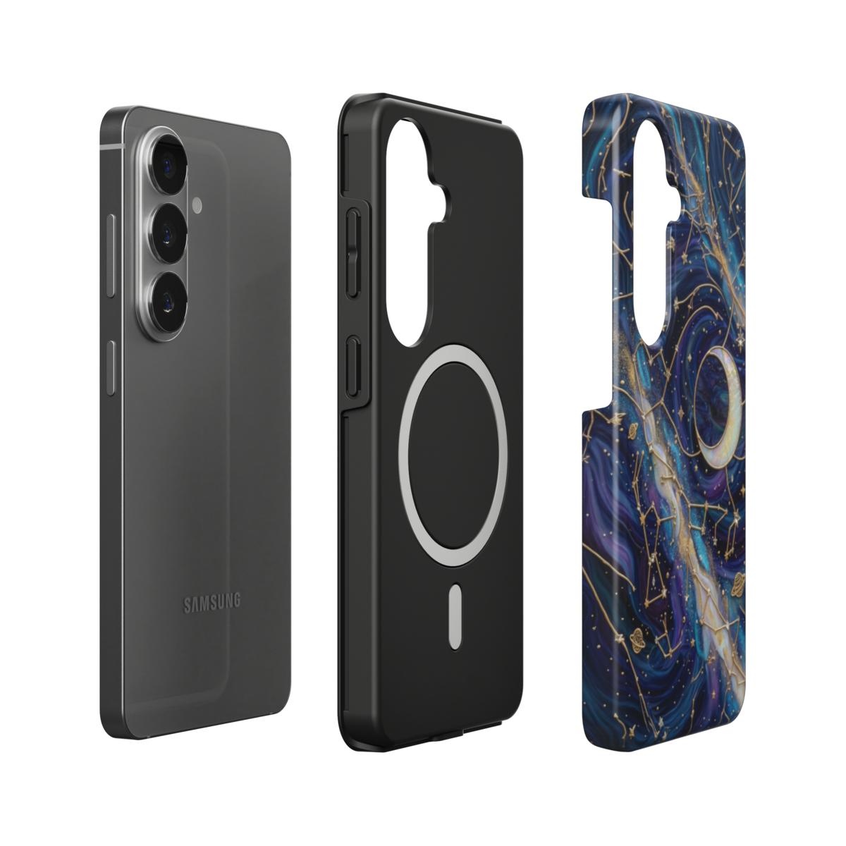 Magnetische Handyhülle Sternenhimmel Nacht – Lumina Mosaik Edition – Magnetring Aufbau Samsung – Qi Laden kompatibel