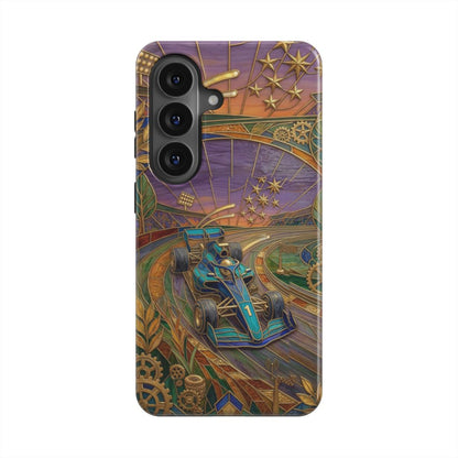 Magnetische Handyhülle Goldener Formel 1 – Lumina Mosaik Edition – Frontansicht auf Samsung Galaxy – Glasmosaik Design