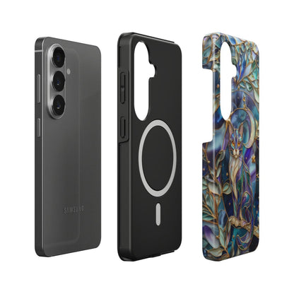 Magnetische Handyhülle Mondlicht Katze – Lumina Mosaik Edition – Magnetring Aufbau Samsung – Qi Laden kompatibel